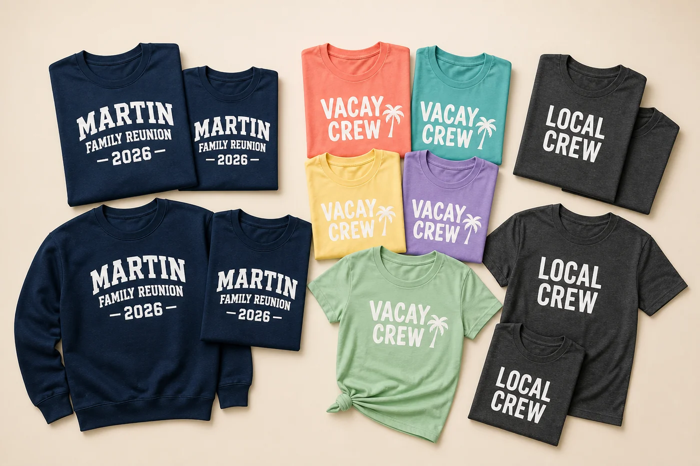 Coordinated custom apparel for local businesses and work crews