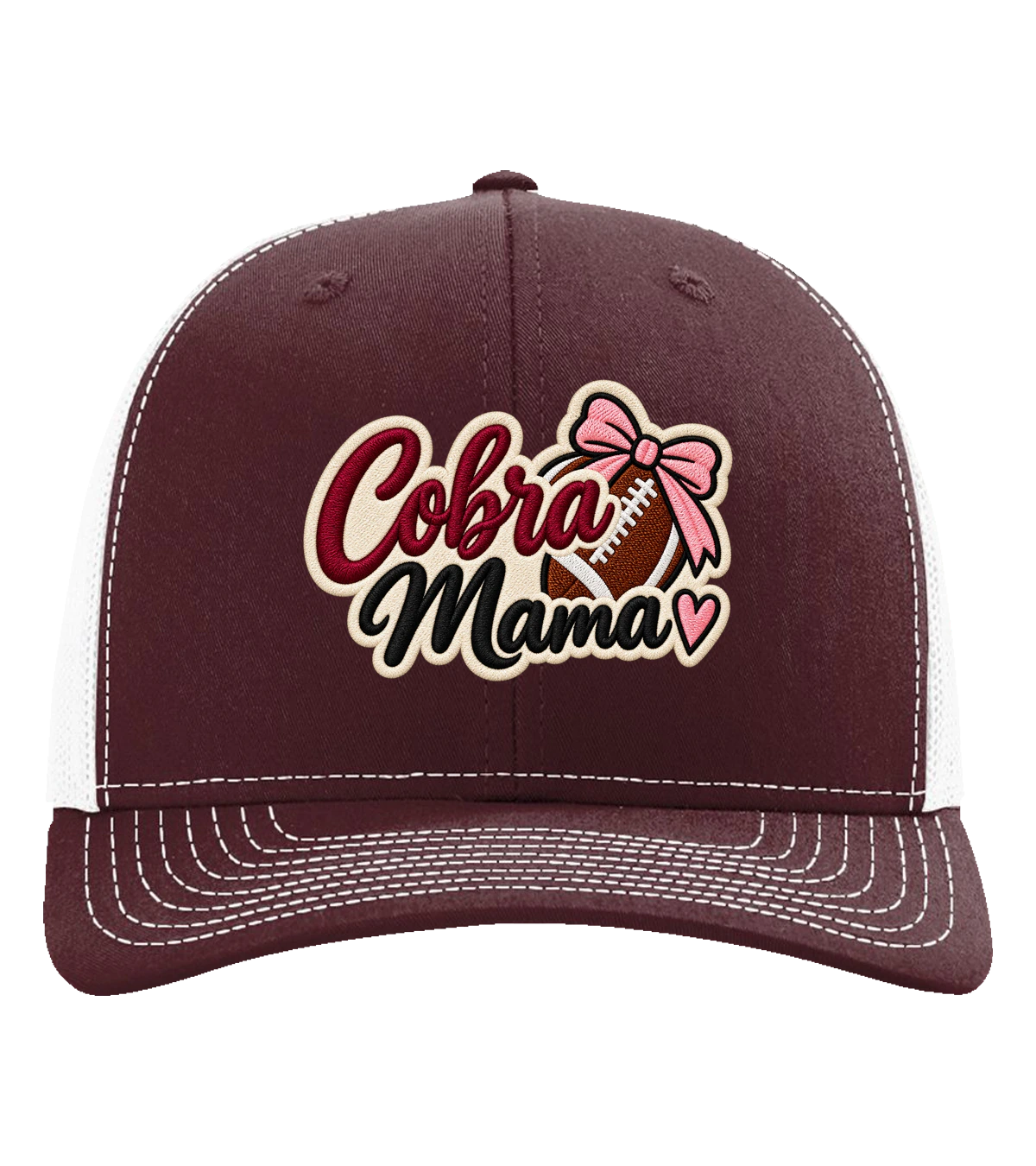 Cobras Mama Hat finished classic trucker hat example