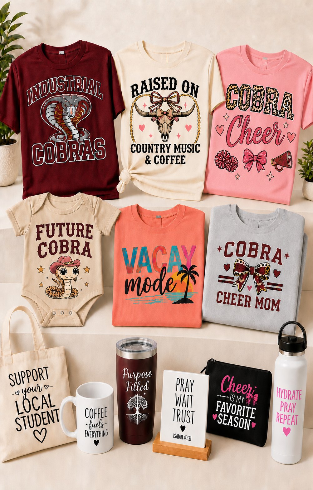 Purpose Filled custom Industrial Cobras, western, cheer, vacation, faith, drinkware, and gift creations