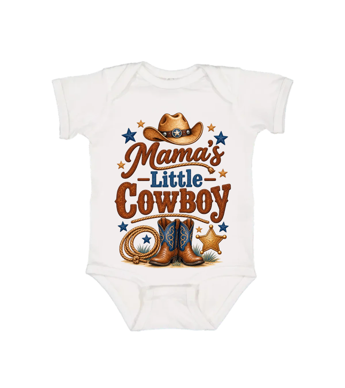 front preview of Mammas Little Cowboy Onesie on White Infant bodysuit