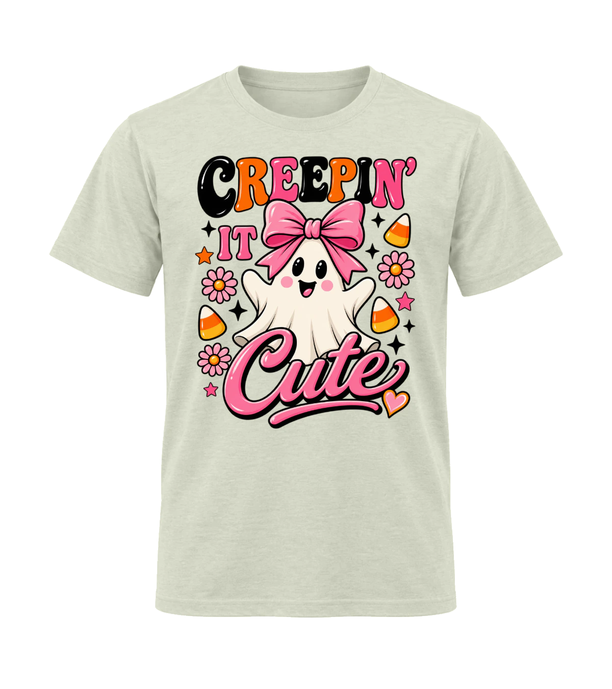 front preview of Creepin’ It Cute on Natural T-shirt