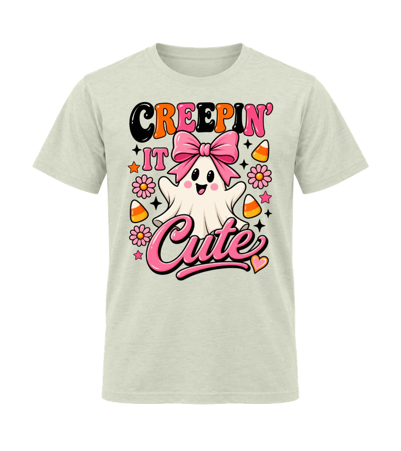 front view of Creepin’ It Cute on Natural Gildan 64000 Softstyle Shirt