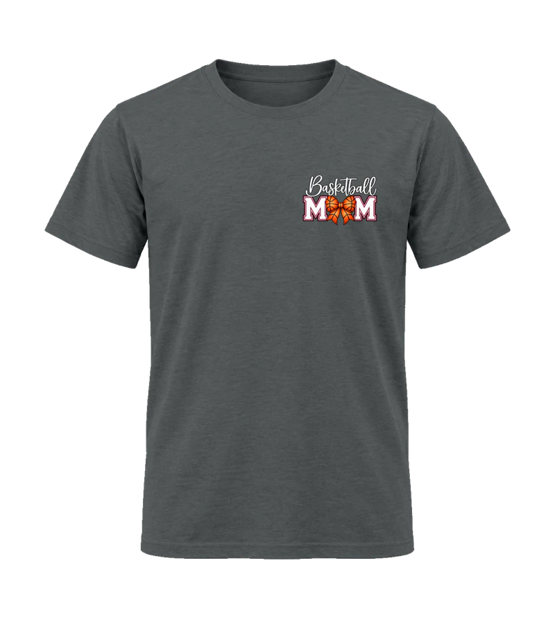 front view of Basketball Mom on Charcoal Gildan 64000 Softstyle Shirt
