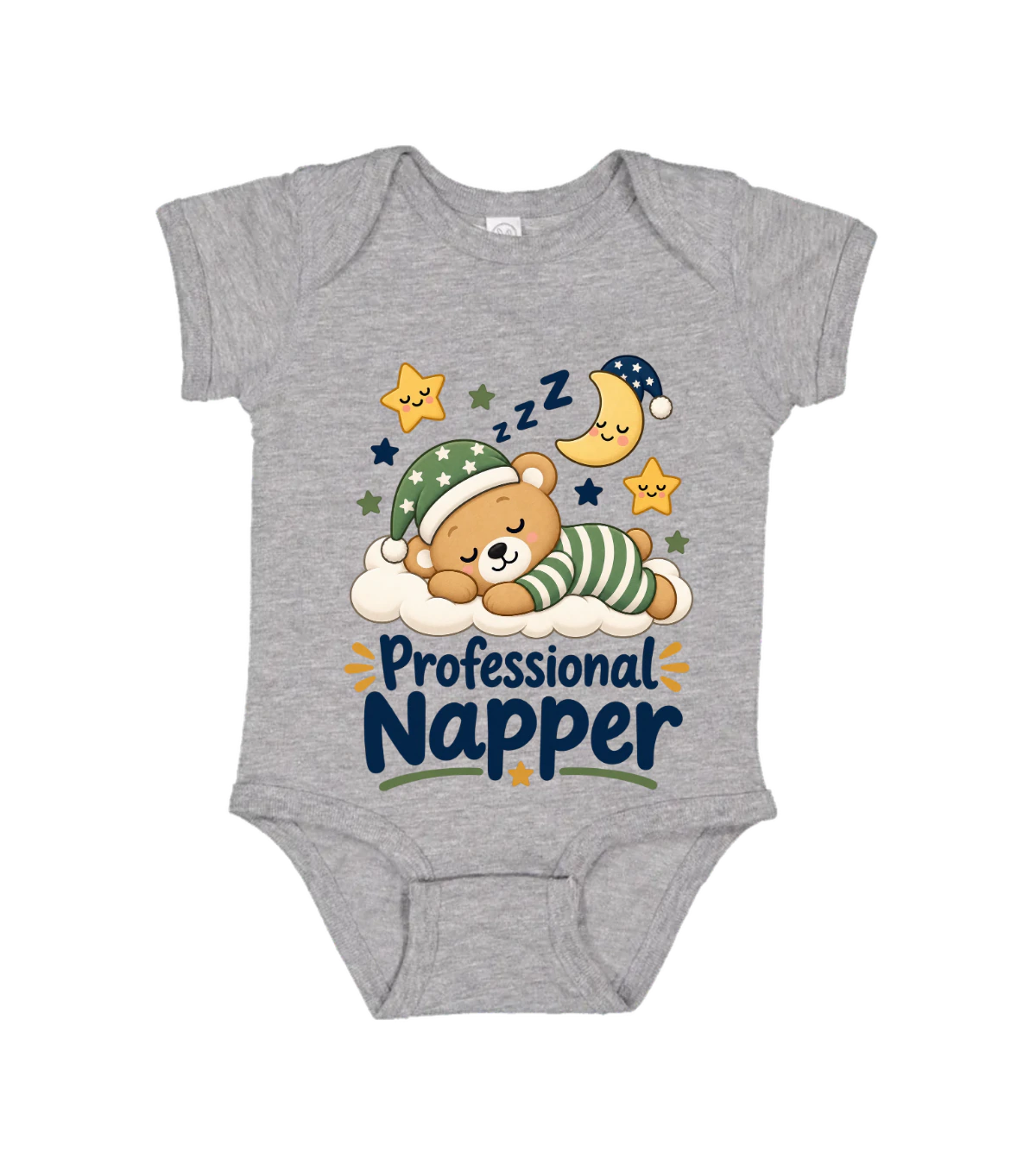 front preview of Professional Napper Onesie on Heather Infant bodysuit