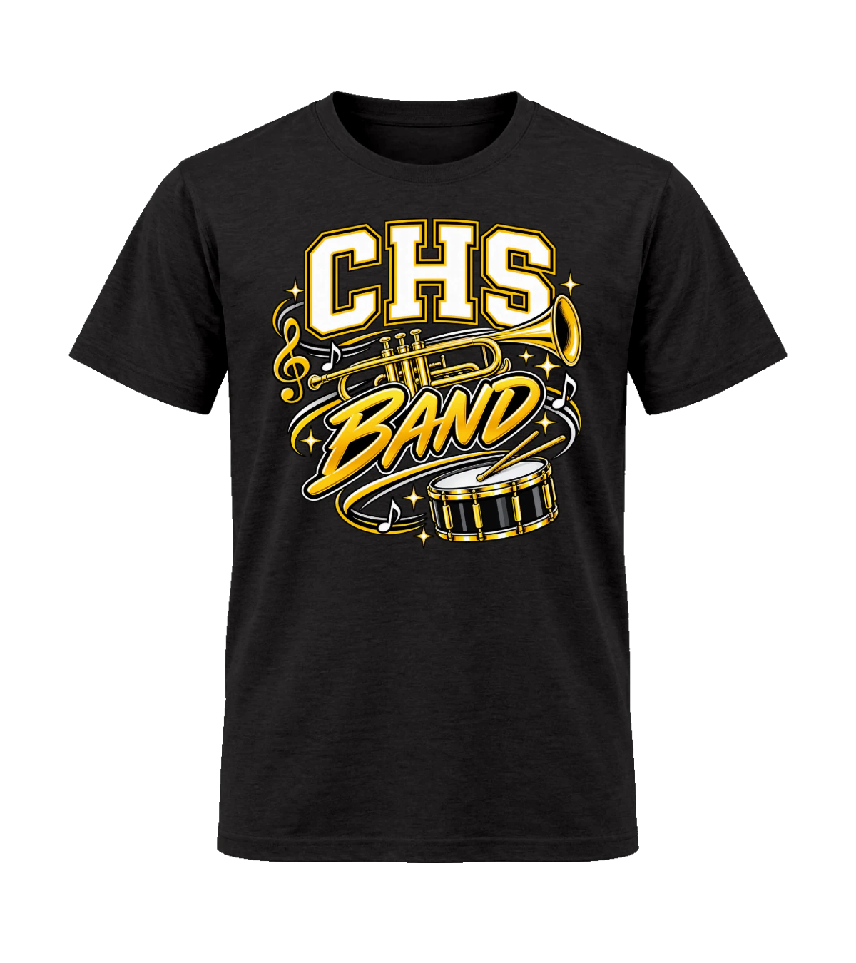 front preview of CHS Band on Black T-shirt