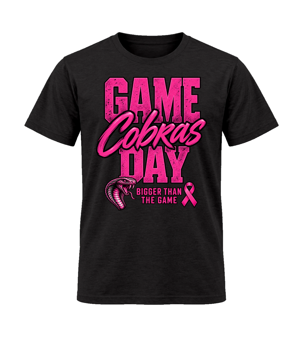 front preview of Game Day Cobras Bigger Than The Game on Black T-shirt