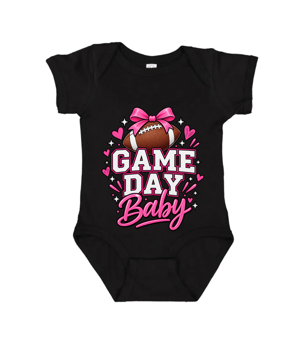 front preview of Game Day Baby Onesie on Black Infant bodysuit