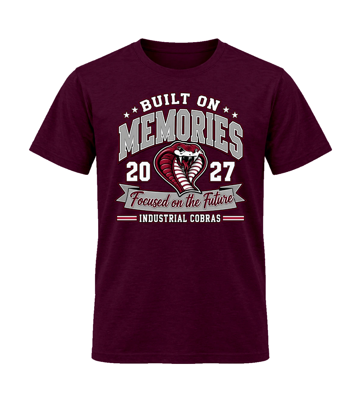front preview of Built on Memories on Maroon T-shirt