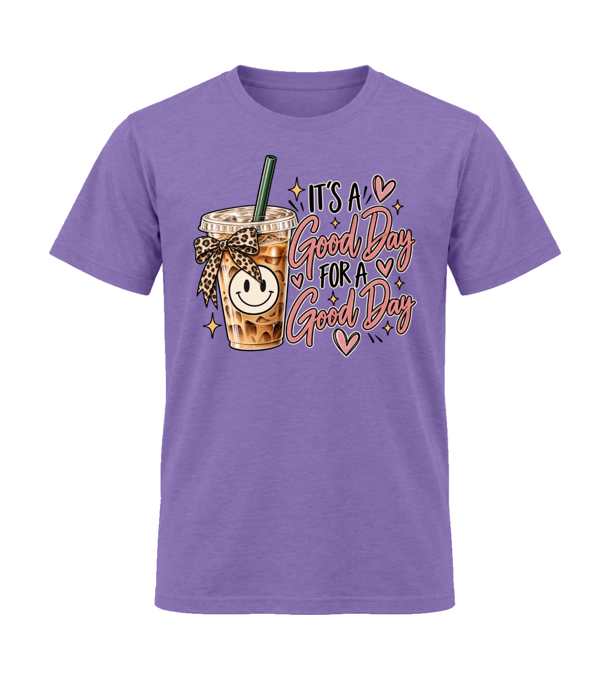 front preview of It's A Good Day To Have A Good Day on Heather Purple T-shirt