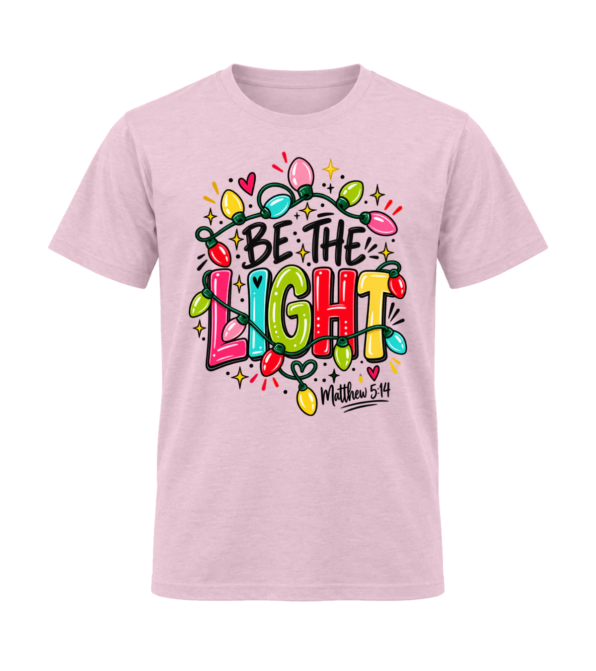front preview of Be The Light on Light Pink T-shirt