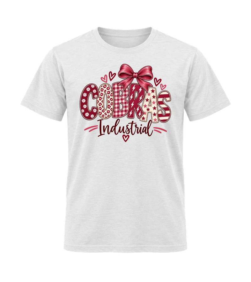 front view of Cobras Industrial on White Gildan 64000 Softstyle Shirt