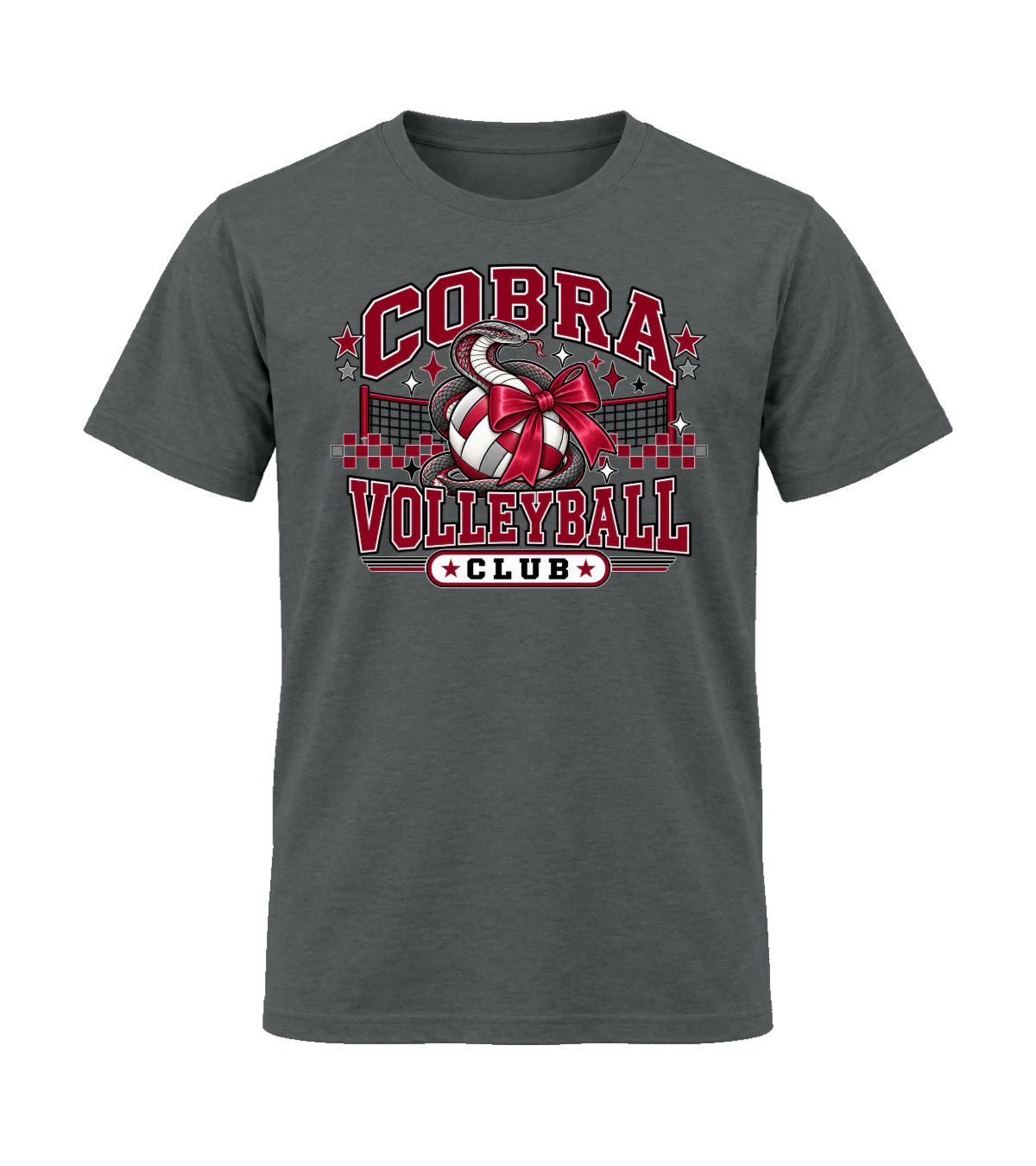 front preview of Cobra Volleyball Club 3 on Charcoal T-shirt