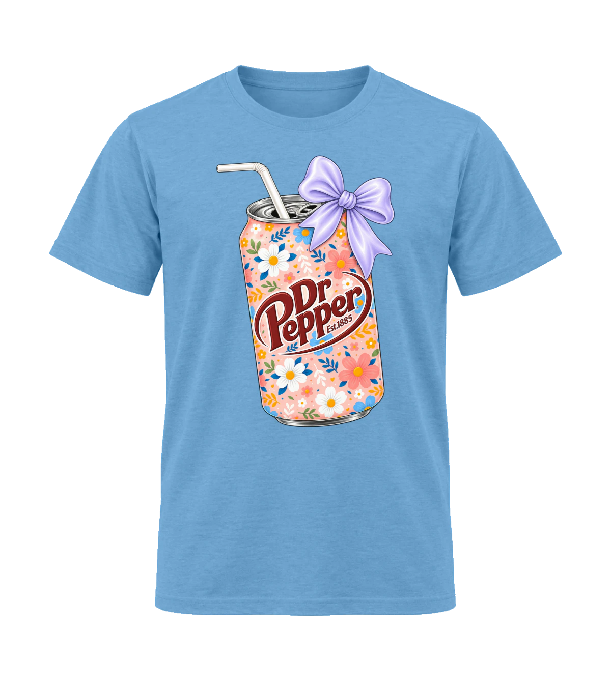 front preview of Dr Pepper on Carolina Blue T-shirt