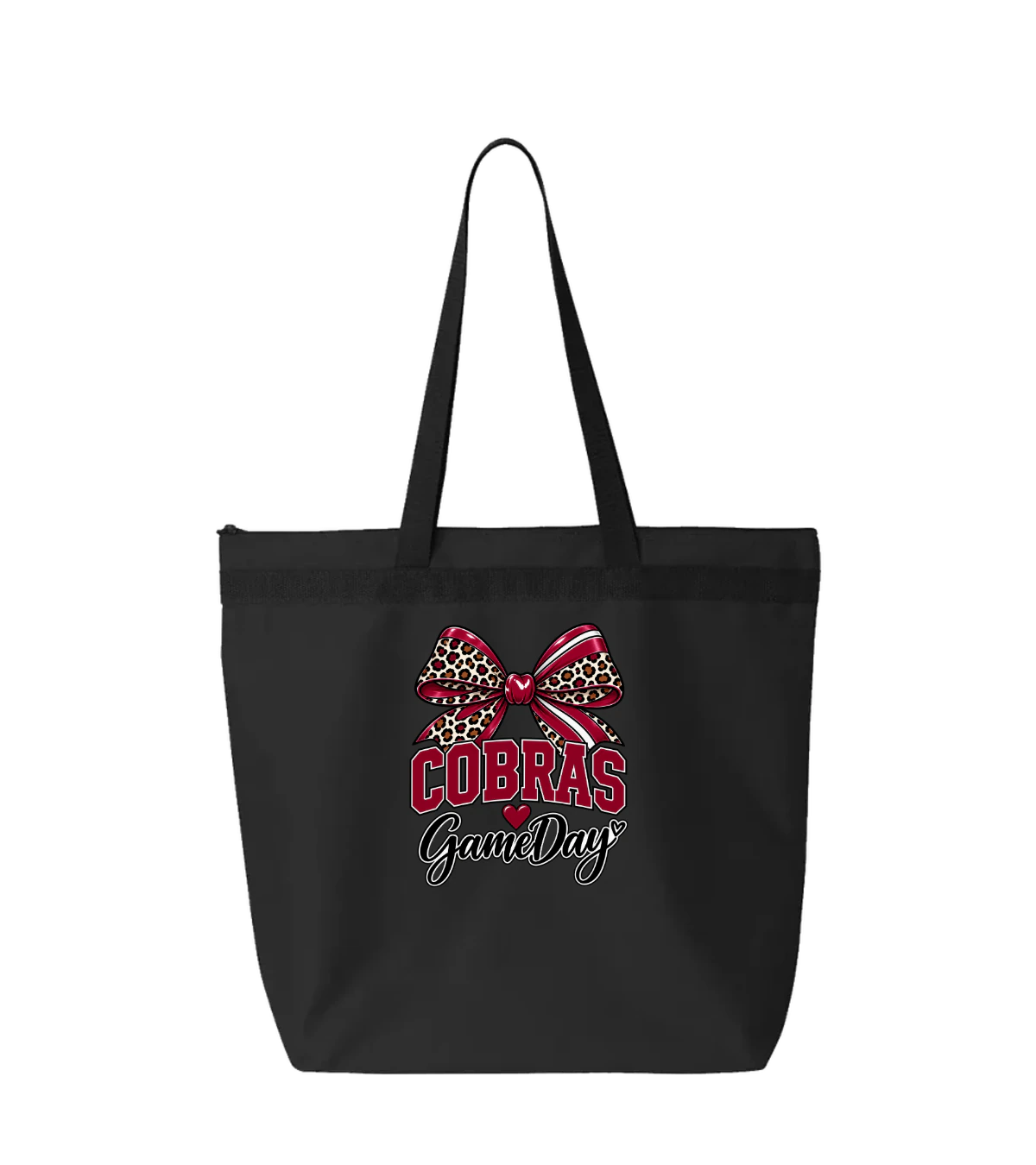 front preview of Cobras Game Day Tote on Black Tote bag