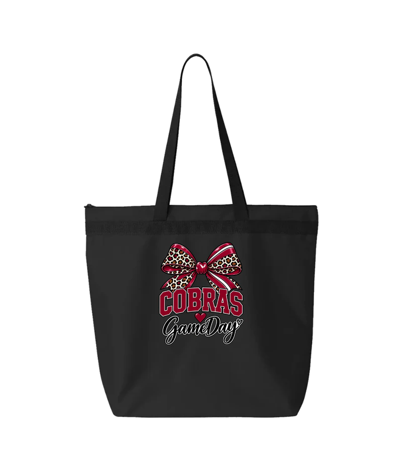 front view of Cobras Game Day Tote on Black Liberty Bags 8802 Melody Large Tote