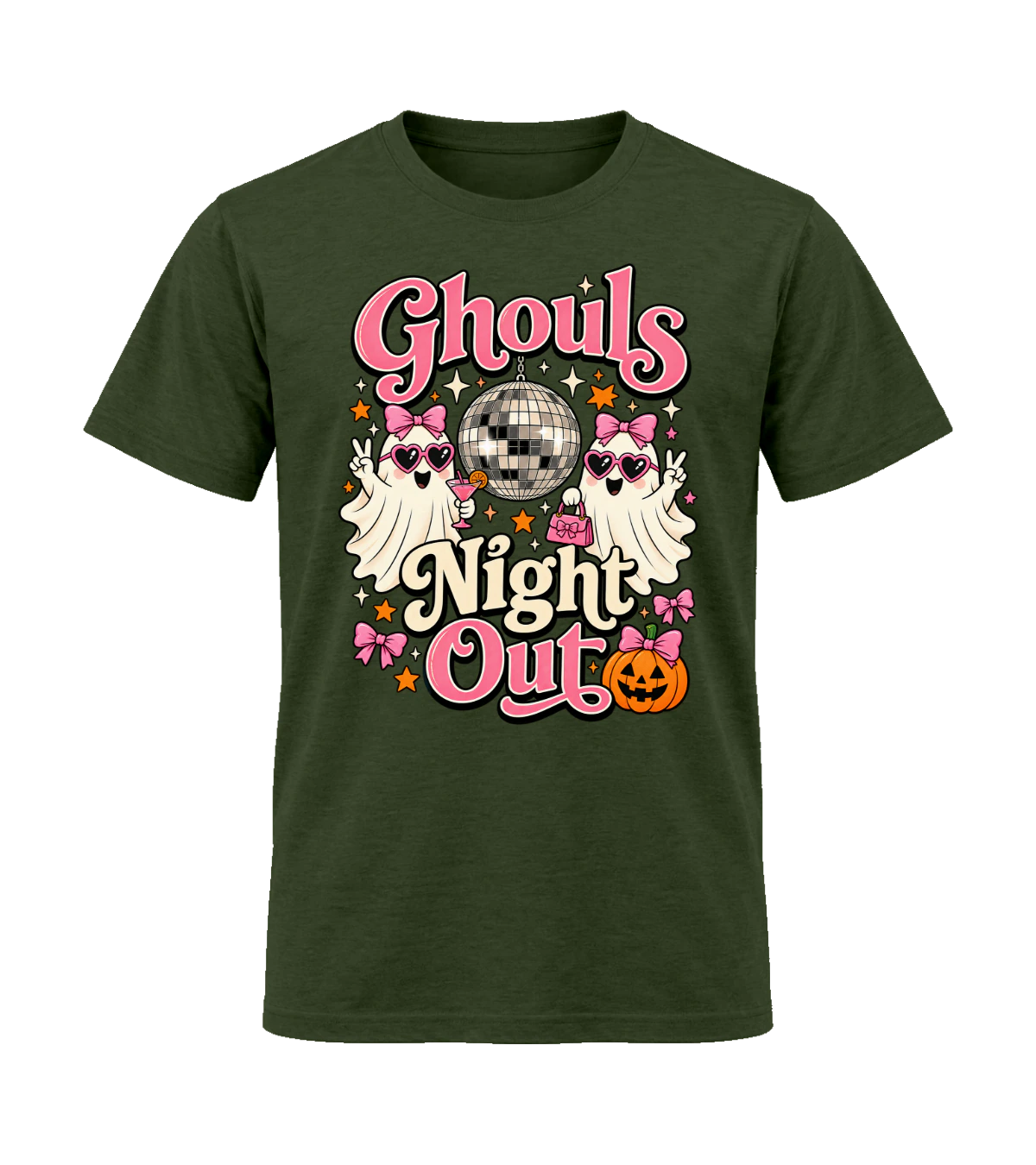 front preview of Ghouls’ Night Out on Military Green T-shirt