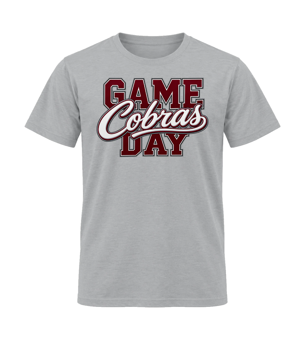 front preview of Game Day Cobras on Sport Gray T-shirt