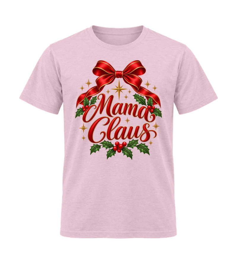 front view of Mama Claus on Light Pink Gildan 64000 Softstyle Shirt
