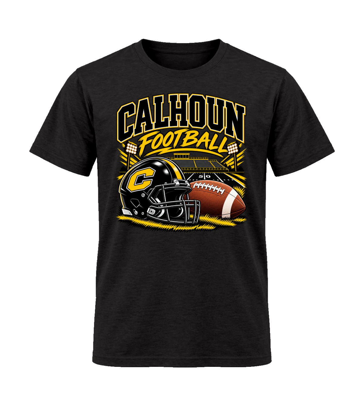 front preview of Calhoun Football on Black T-shirt