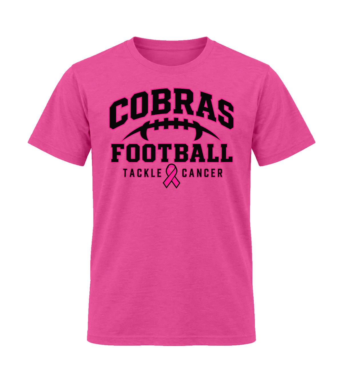 front preview of Cobras Football Tackle Cancer on Heliconia T-shirt