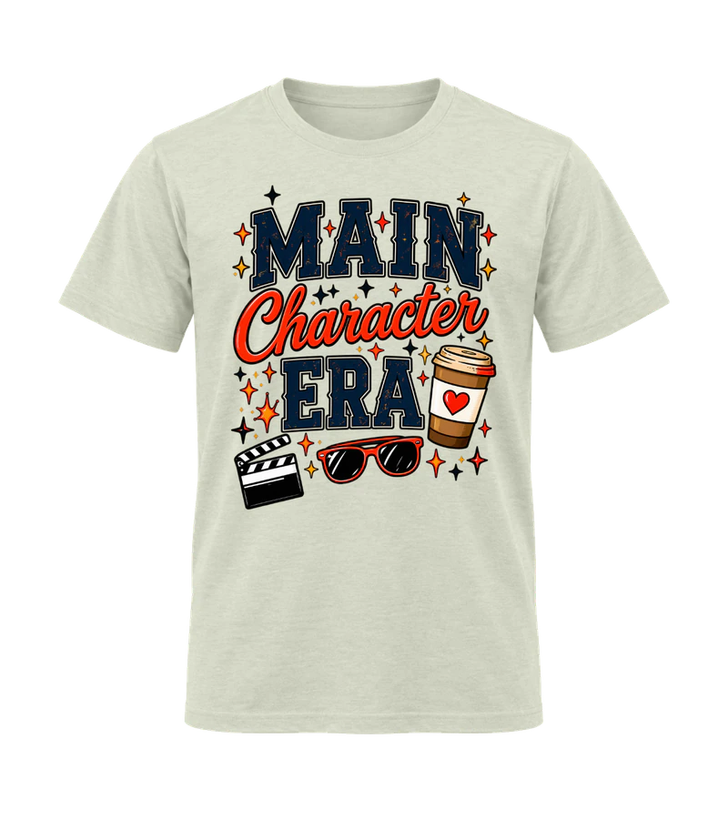 front view of Main Character Era on Natural Gildan 64000 Softstyle Shirt