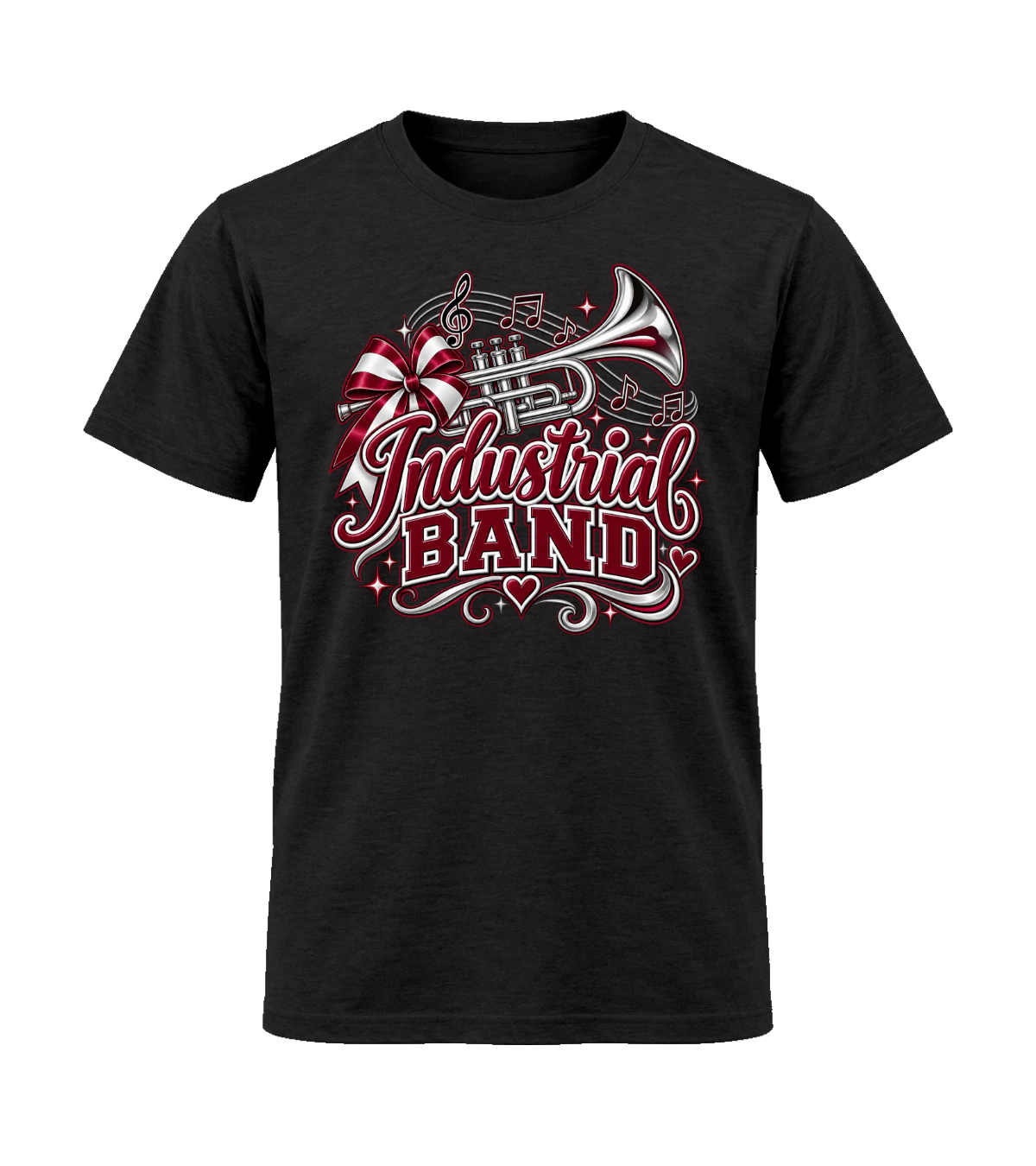front preview of Industrial Band on Black T-shirt