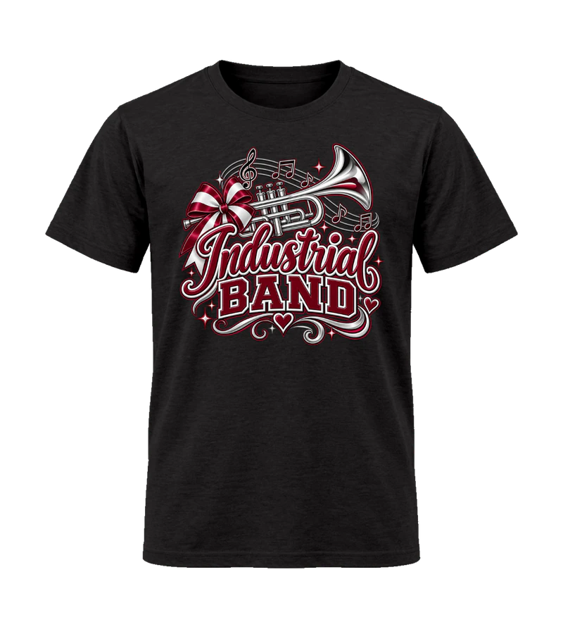 front view of Industrial Band on Black Gildan 64000 Softstyle Shirt