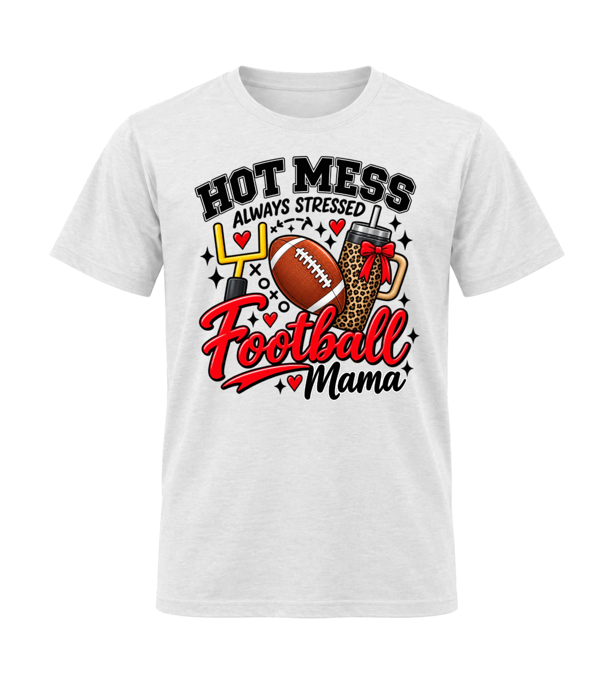 front preview of Hot Mess Always Stressed on White T-shirt