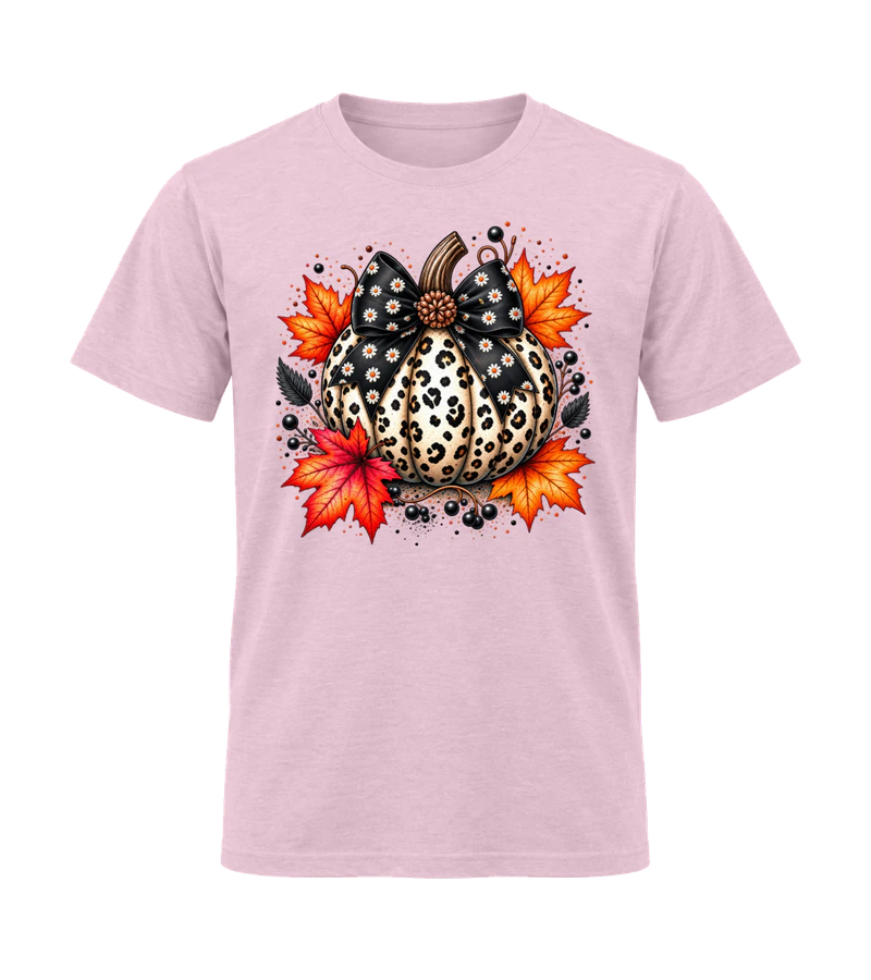 front view of Cute Pumpkin on Light Pink Gildan 64000 Softstyle Shirt