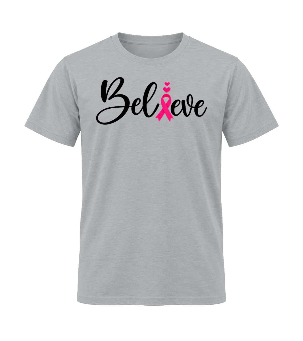 front preview of Believe on Sport Gray T-shirt