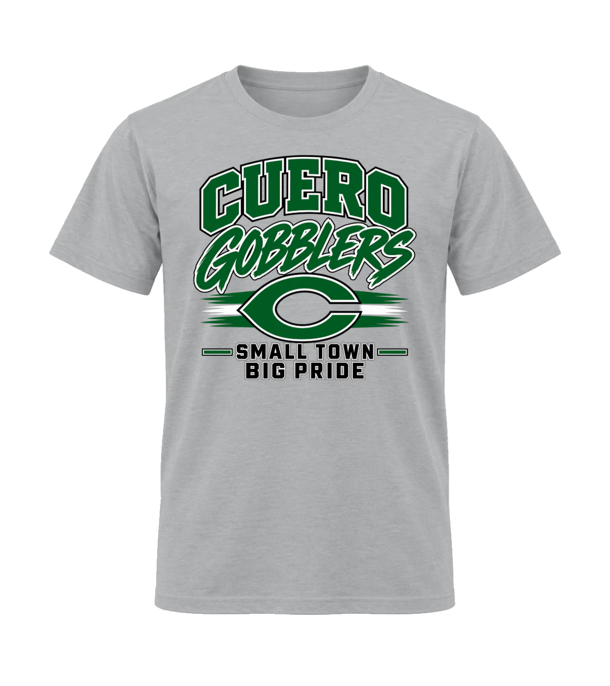 front preview of Cuero Gobblers Small Town Big Pride on Sport Gray T-shirt