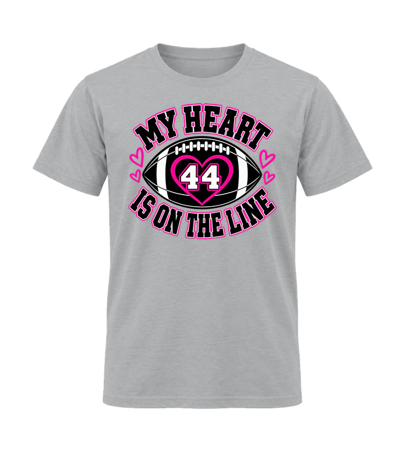 front view of My Heart Is On The Line on Sport Gray Gildan 64000 Softstyle Shirt