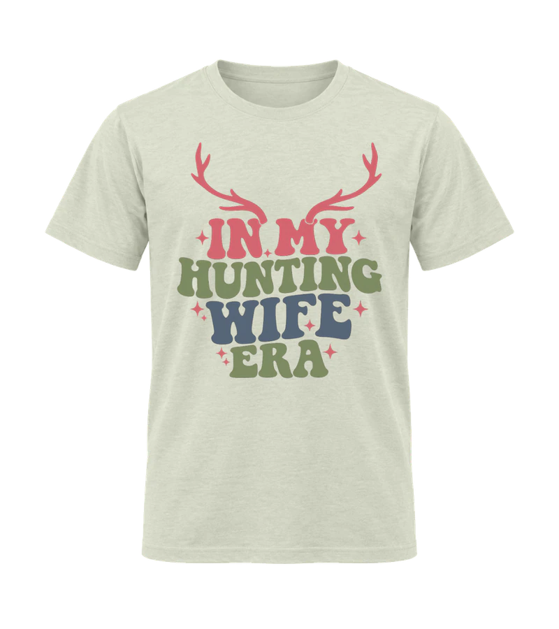 front view of In My Hunting Wife Era on Natural Gildan 64000 Softstyle Shirt