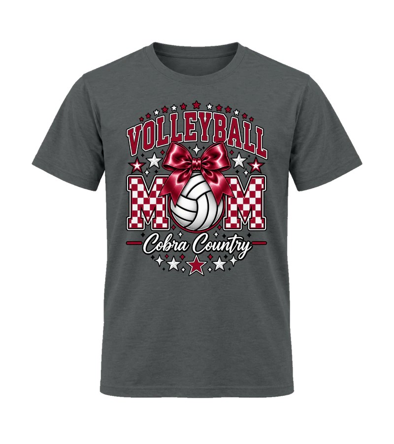 front view of VolleyBall Mom on Charcoal Gildan 64000 Softstyle Shirt