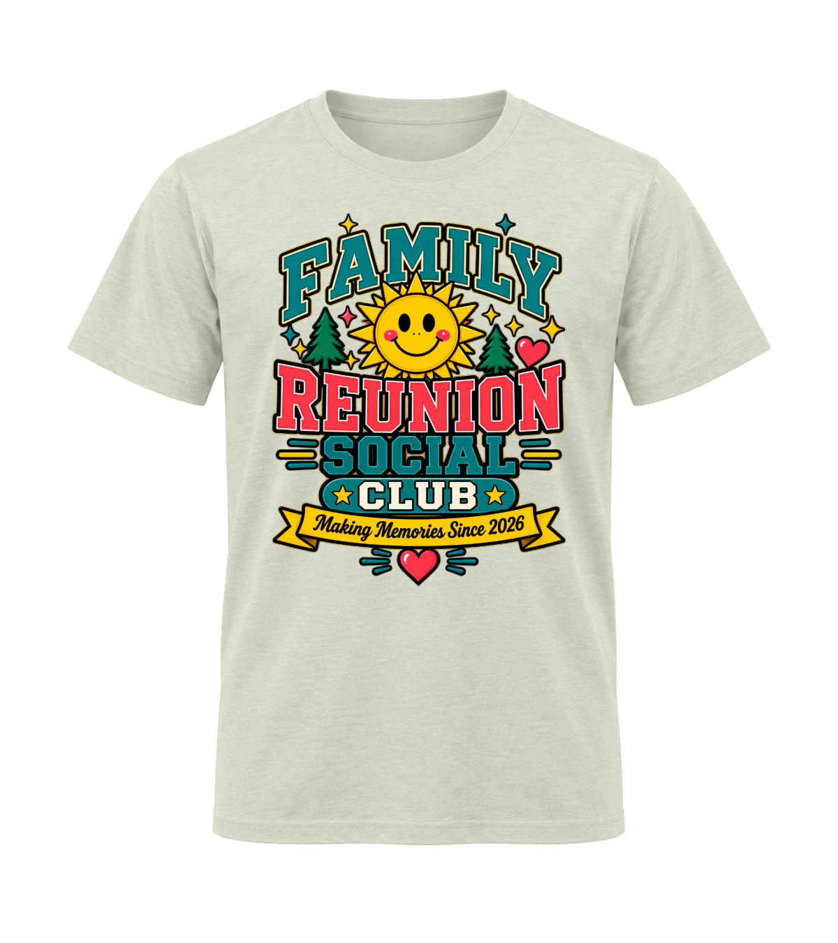 front preview of Family Reunion Social Club on Natural T-shirt