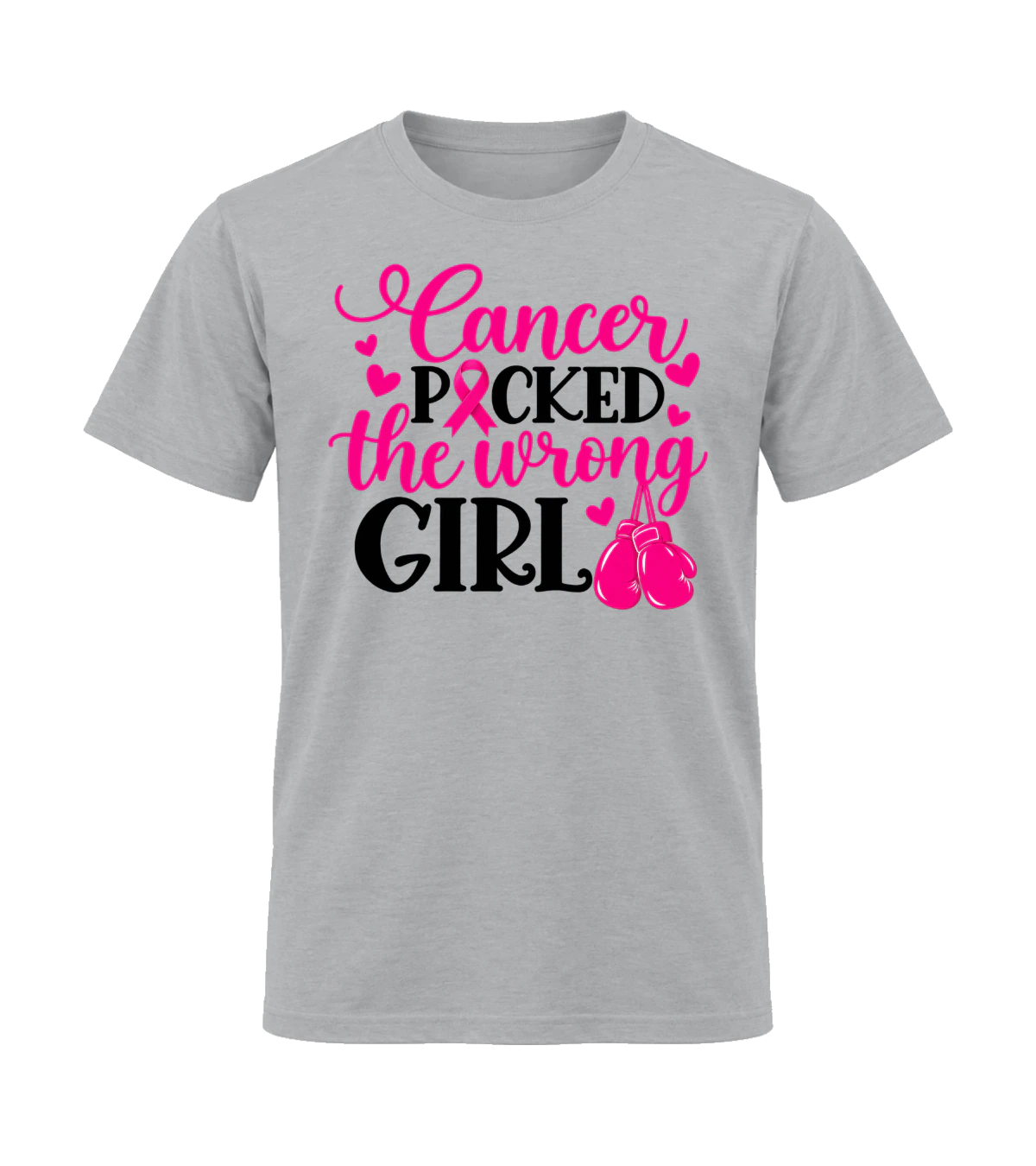 front preview of Cancer Picked The Wrong Girl on Sport Gray T-shirt