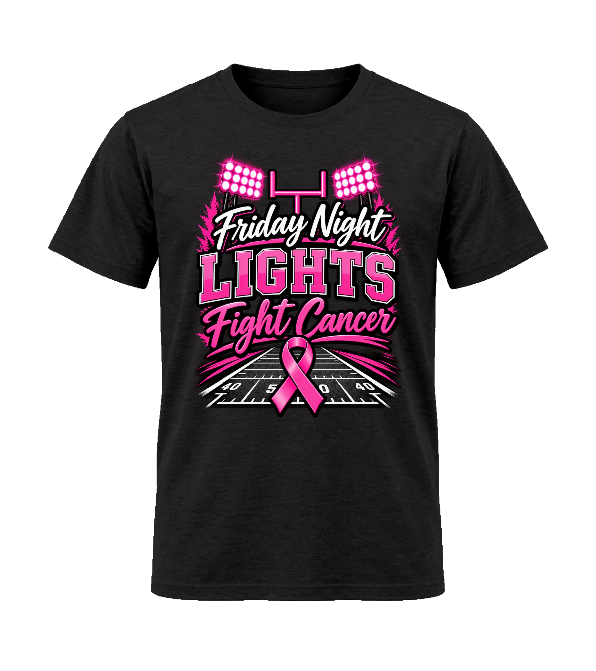front preview of Friday Night Lights Fight Cancer on Black T-shirt