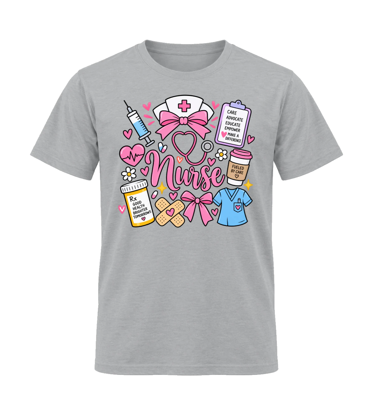 front preview of Cute Nurse on Sport Gray T-shirt