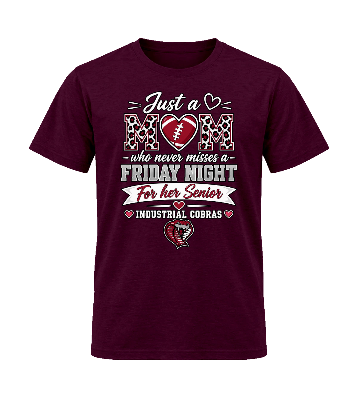 front preview of Proud Cheer Mom on Maroon T-shirt
