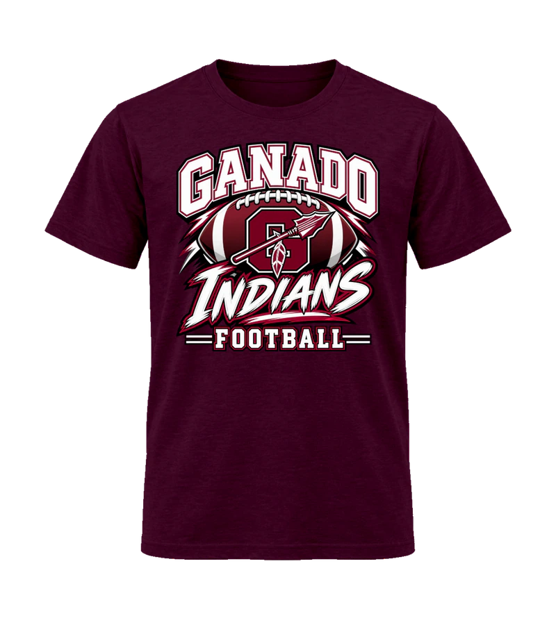front view of Ganado Indians on Maroon Gildan 64000 Softstyle Shirt
