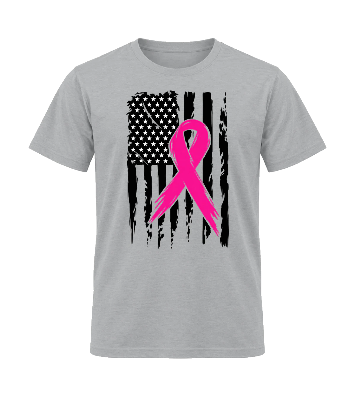 front preview of Pink Ribbon Hearts on Sport Gray T-shirt