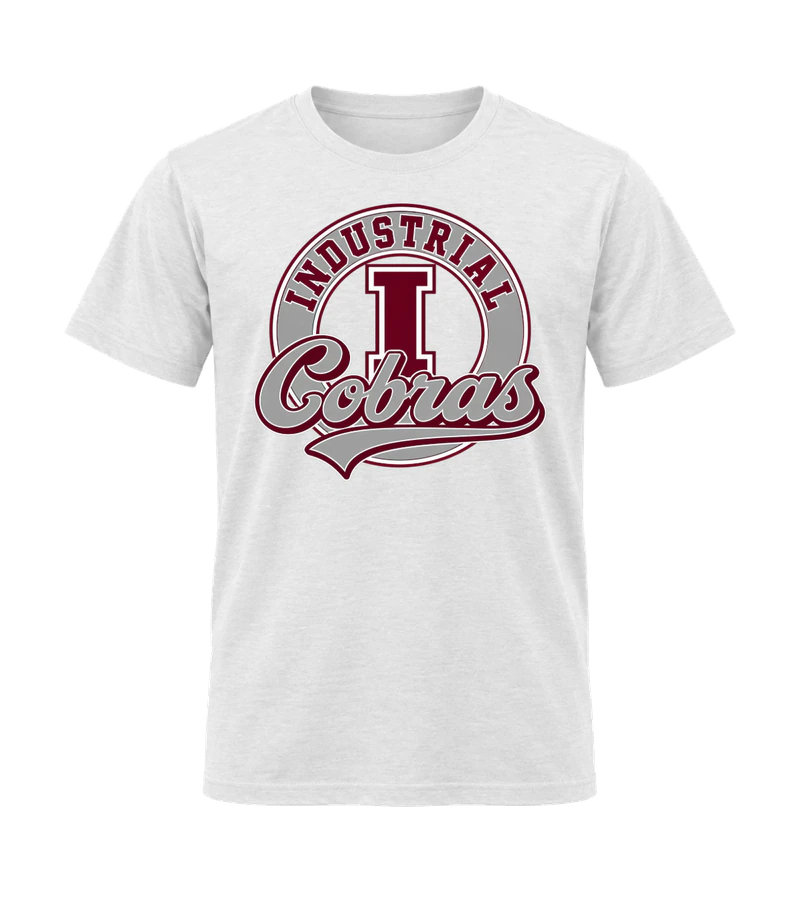 front view of Industrial Cobras on White Gildan 64000 Softstyle Shirt