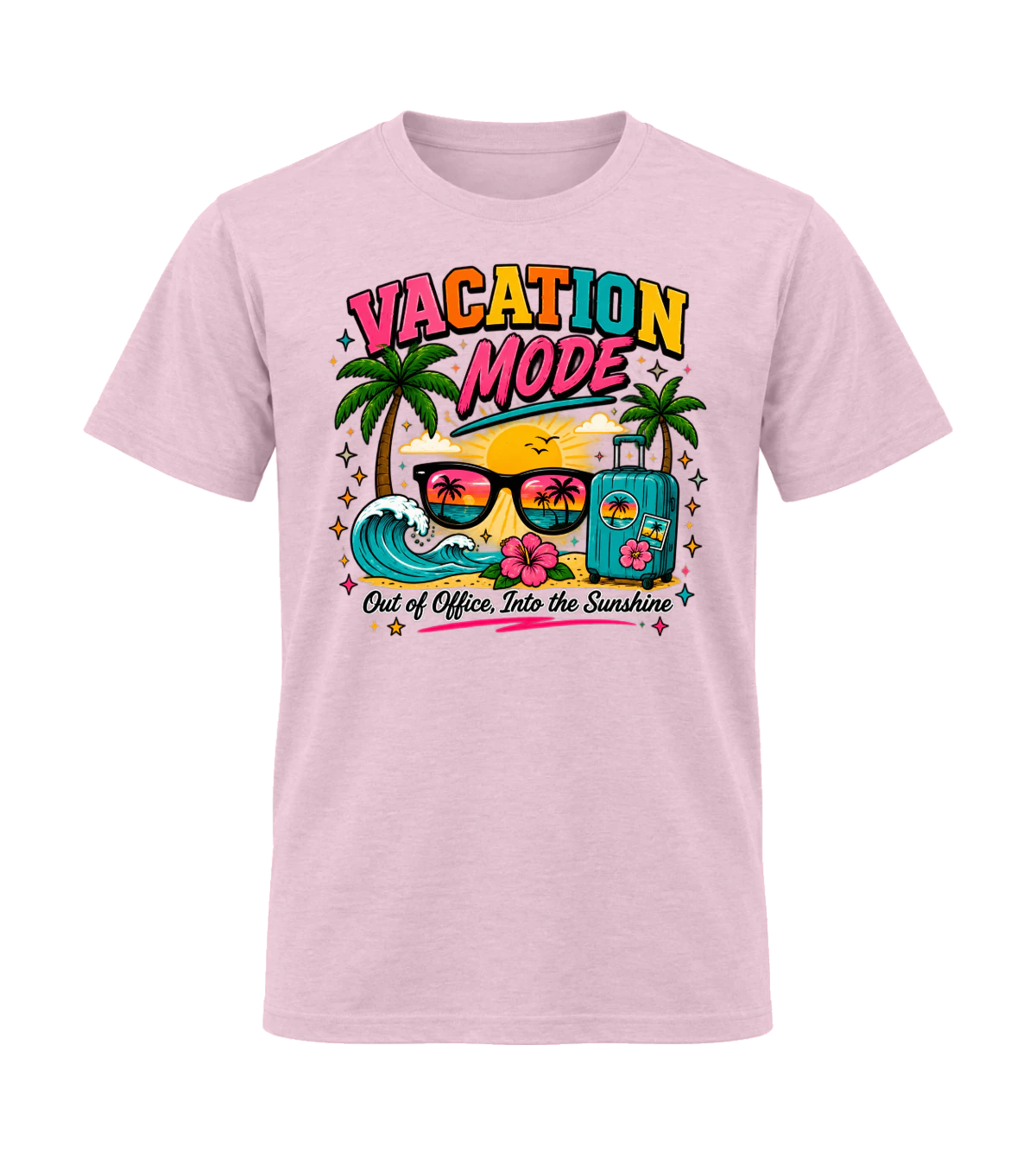 front preview of Vacation Mode on Light Pink T-shirt