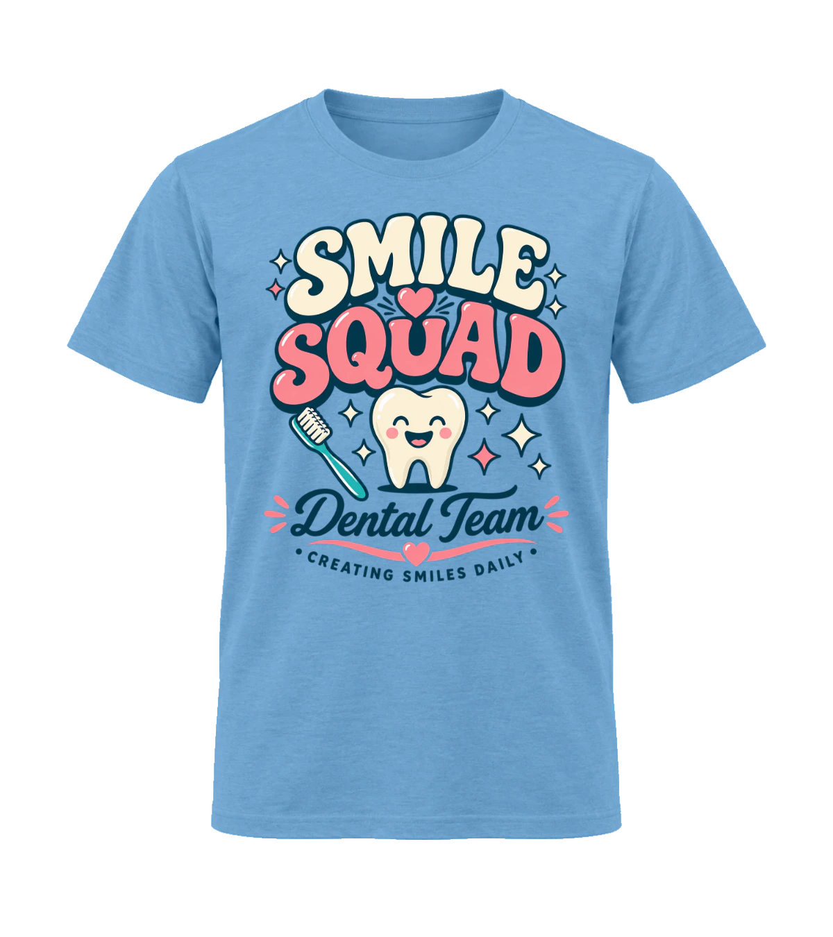 front preview of Smile Squad on Carolina Blue T-shirt