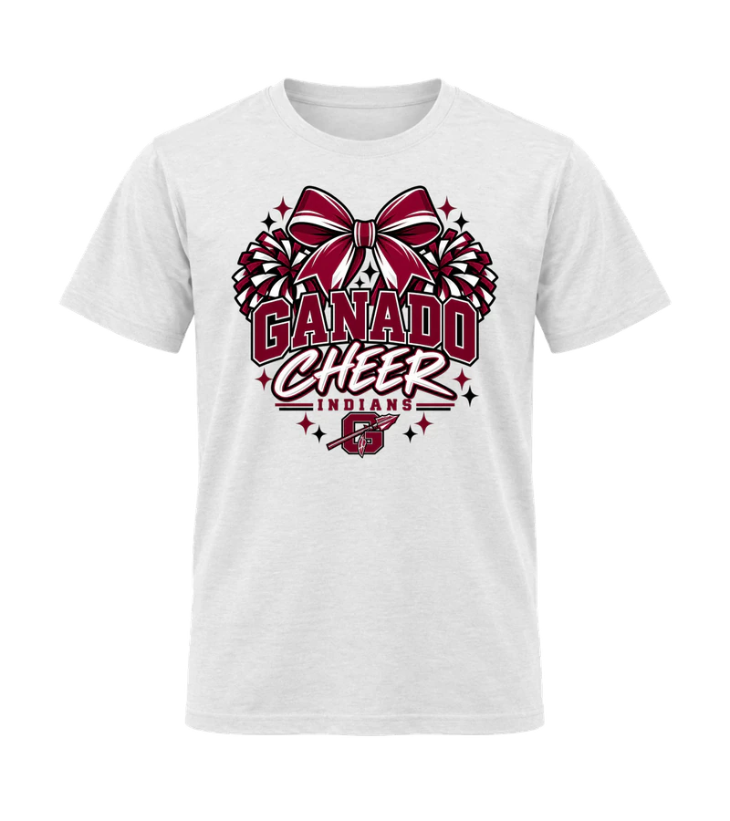 front view of Ganado Cheer on White Gildan 64000 Softstyle Shirt
