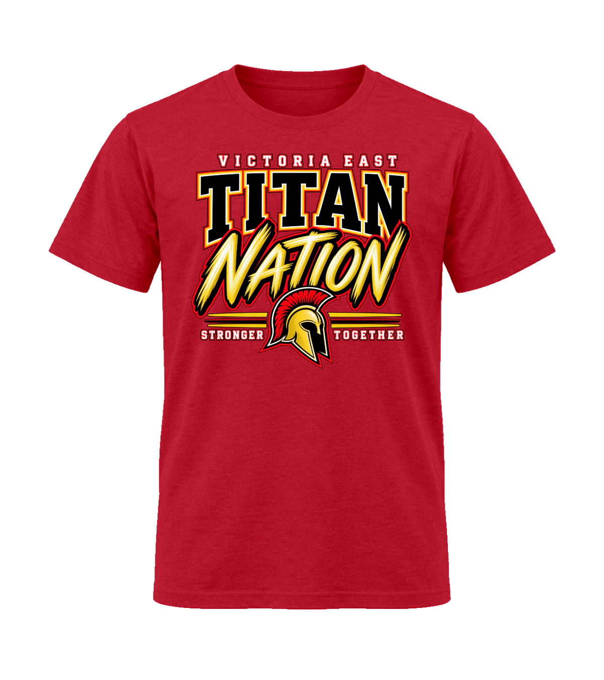 front preview of Victoria East Titan Nation on Red T-shirt
