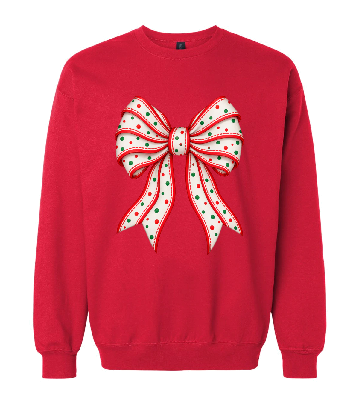 front preview of Christmas Ribbon on Red Crewneck sweatshirt