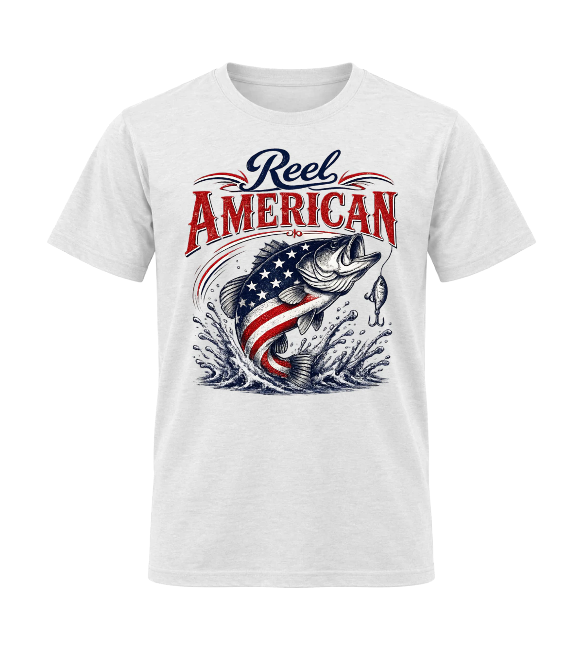 front preview of Reel American on White T-shirt