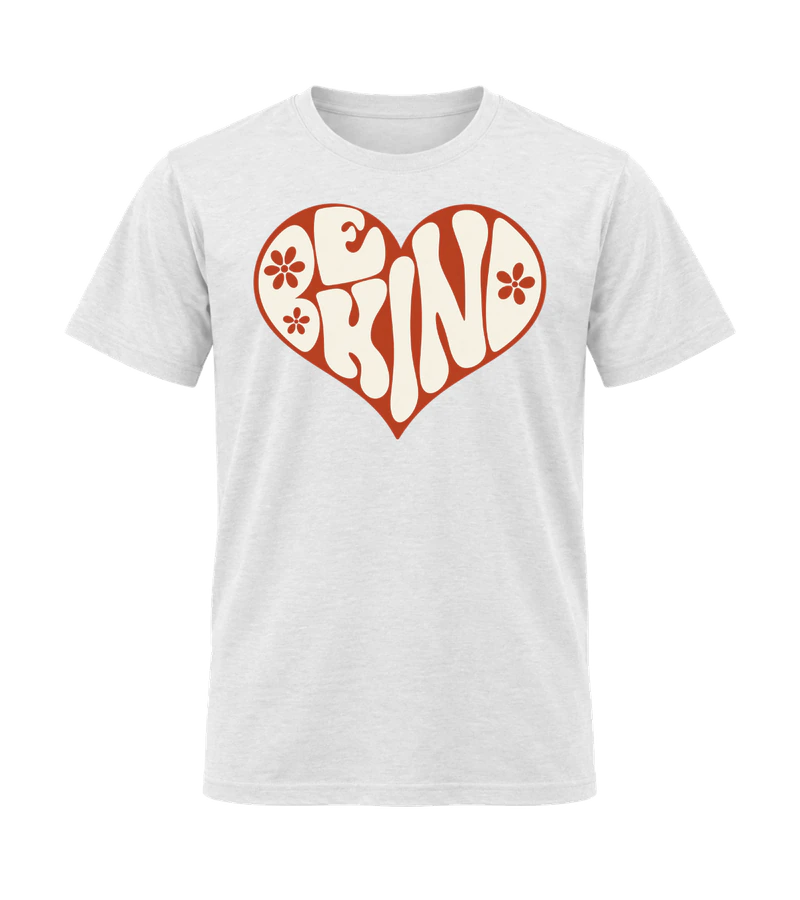 front view of Be Kind on White Gildan 64000 Softstyle Shirt