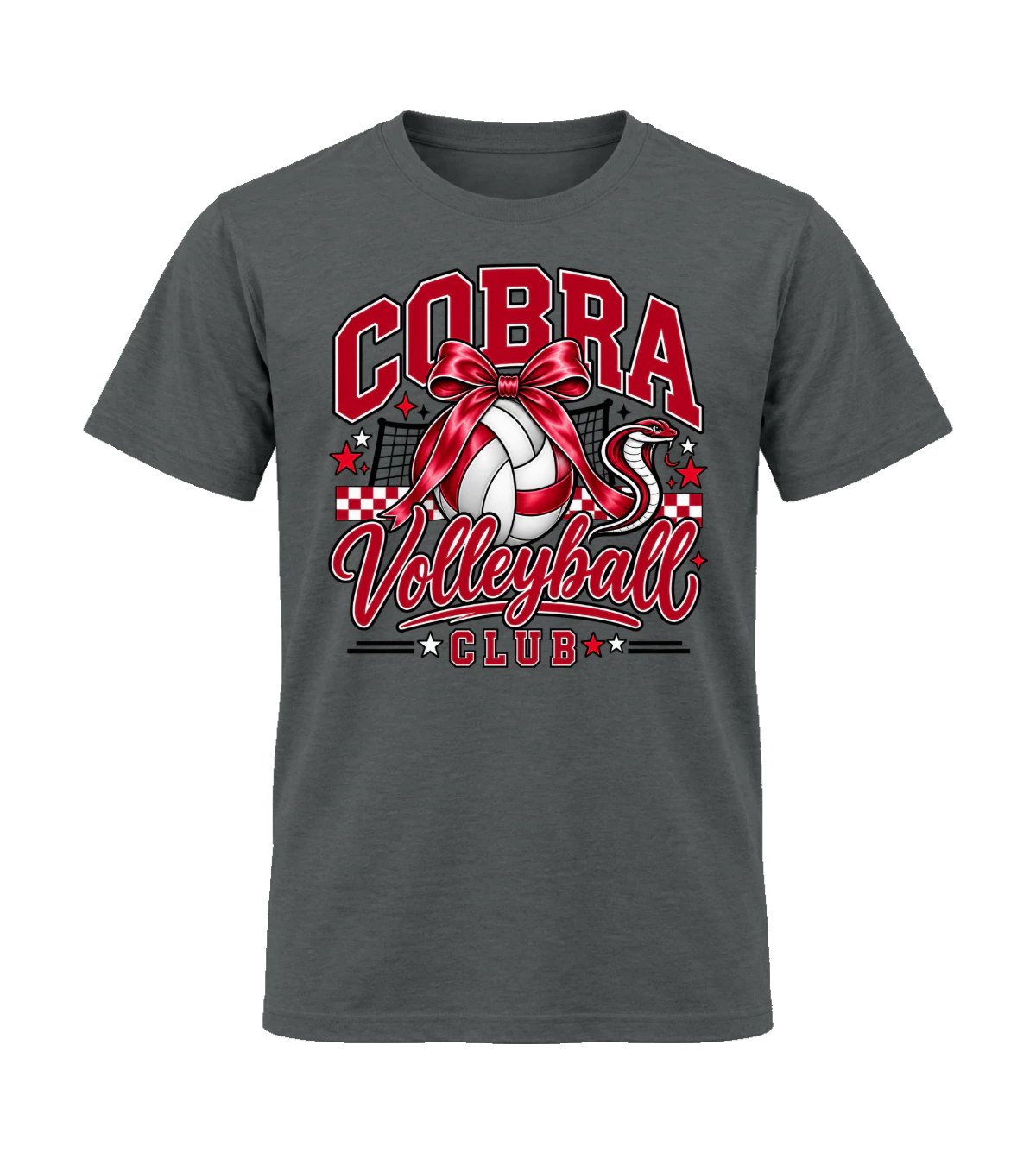 front preview of Cobra Volleyball Club 2 on Charcoal T-shirt